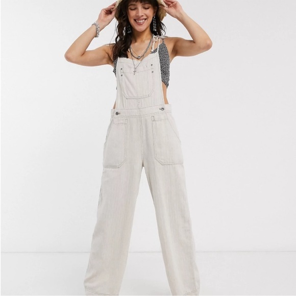 Free People Pants - Free People Natural Sights Overalls Linen Cotton Blend Size XS